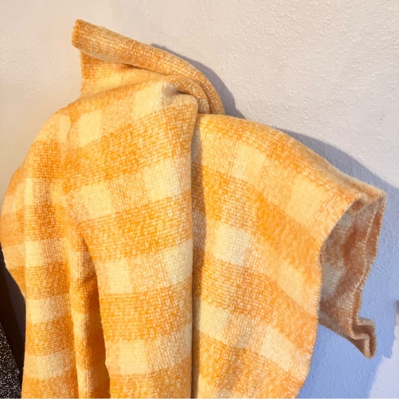 Vintage Orange Wool Checkered Blanket - Picture 6 of 8
